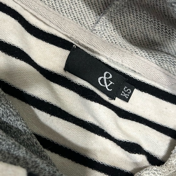 Ampersand Ave & Striped Double Hooded Sweatshirt Zipper Cotton Hoodie Size XS - Picture 4 of 7